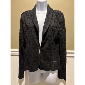 INC Black Lace Blazer – Sheer Back Bolero Women’s Medium